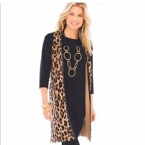 Chico's Animal Print Cecily Vest Leopard
Cardigan Brown Faux Leather